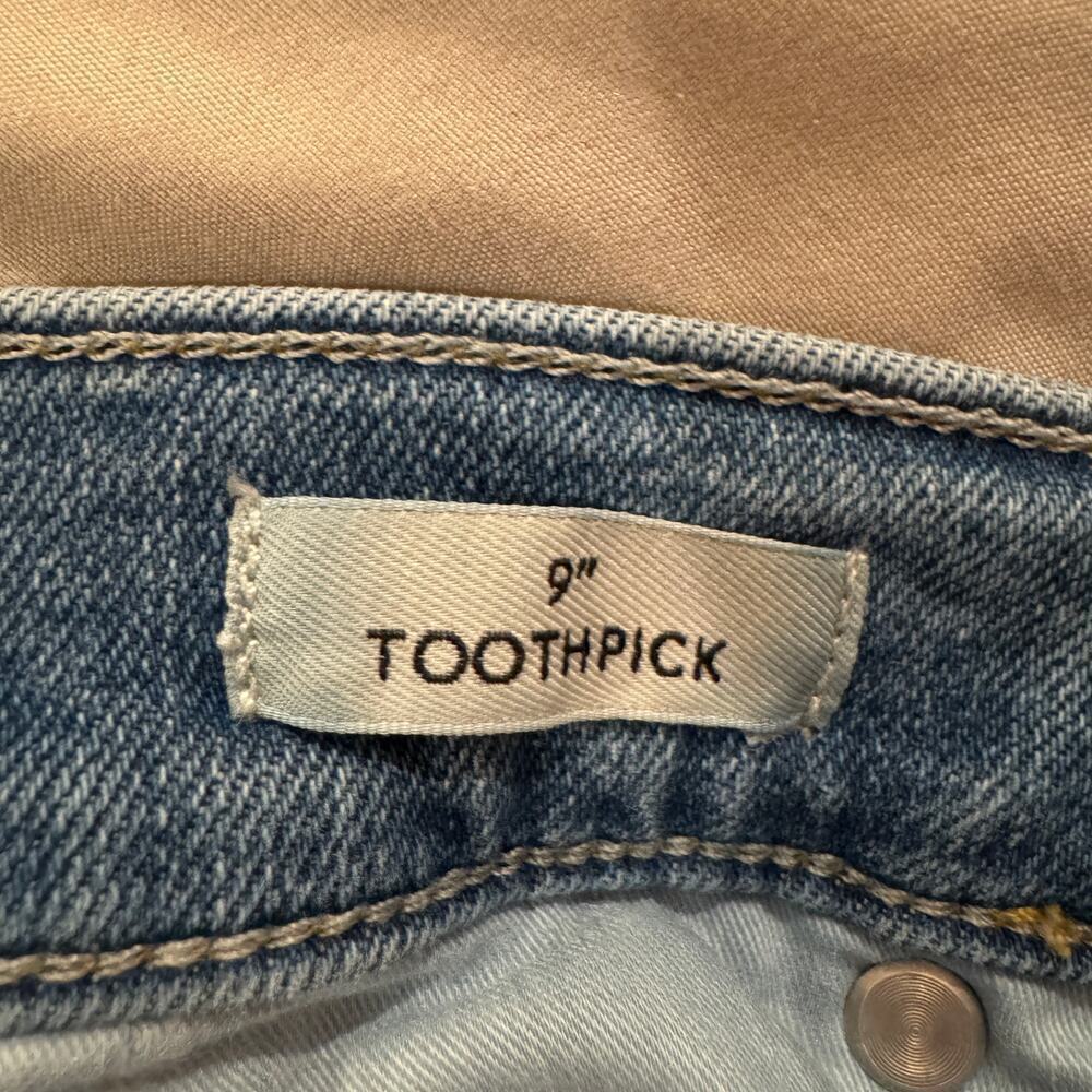J. Crew 9" High-Rise Toothpick Skinny Jean Raw Hem in Hamden Wash Size 28 - Picture 6 of 13